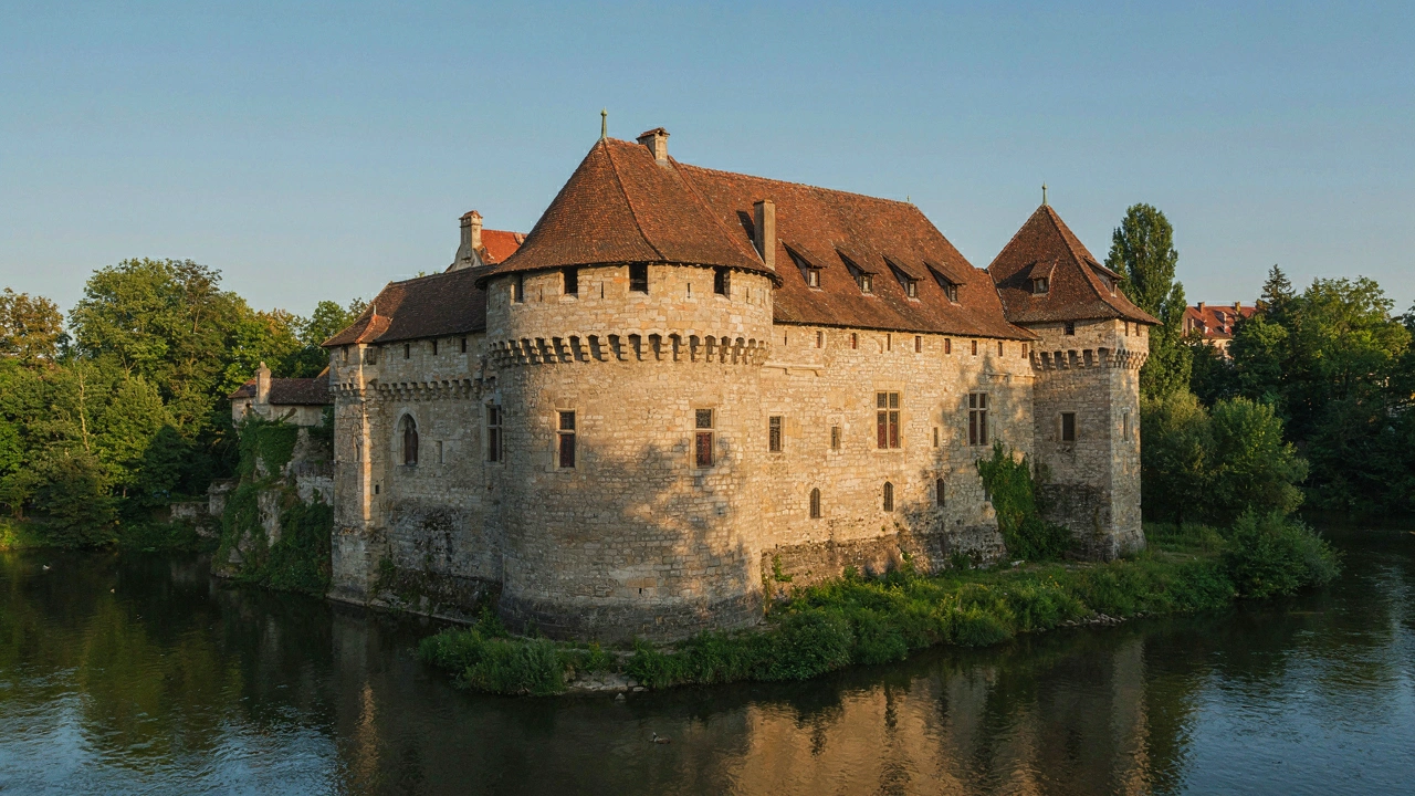 Château des Ducs de Württemberg dominant Montbéliard à l'heure dorée